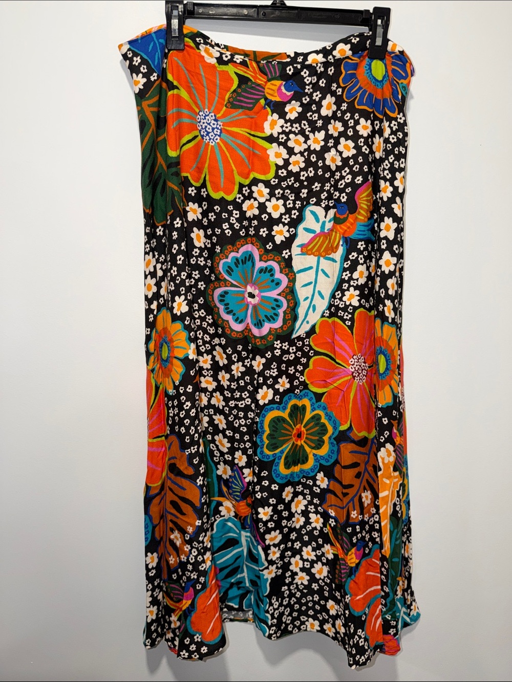 Anthropologie x Farm Rio XL Black Vibrant Multi Tropical Floral Maxi Skirt - Picture 3 of 7
